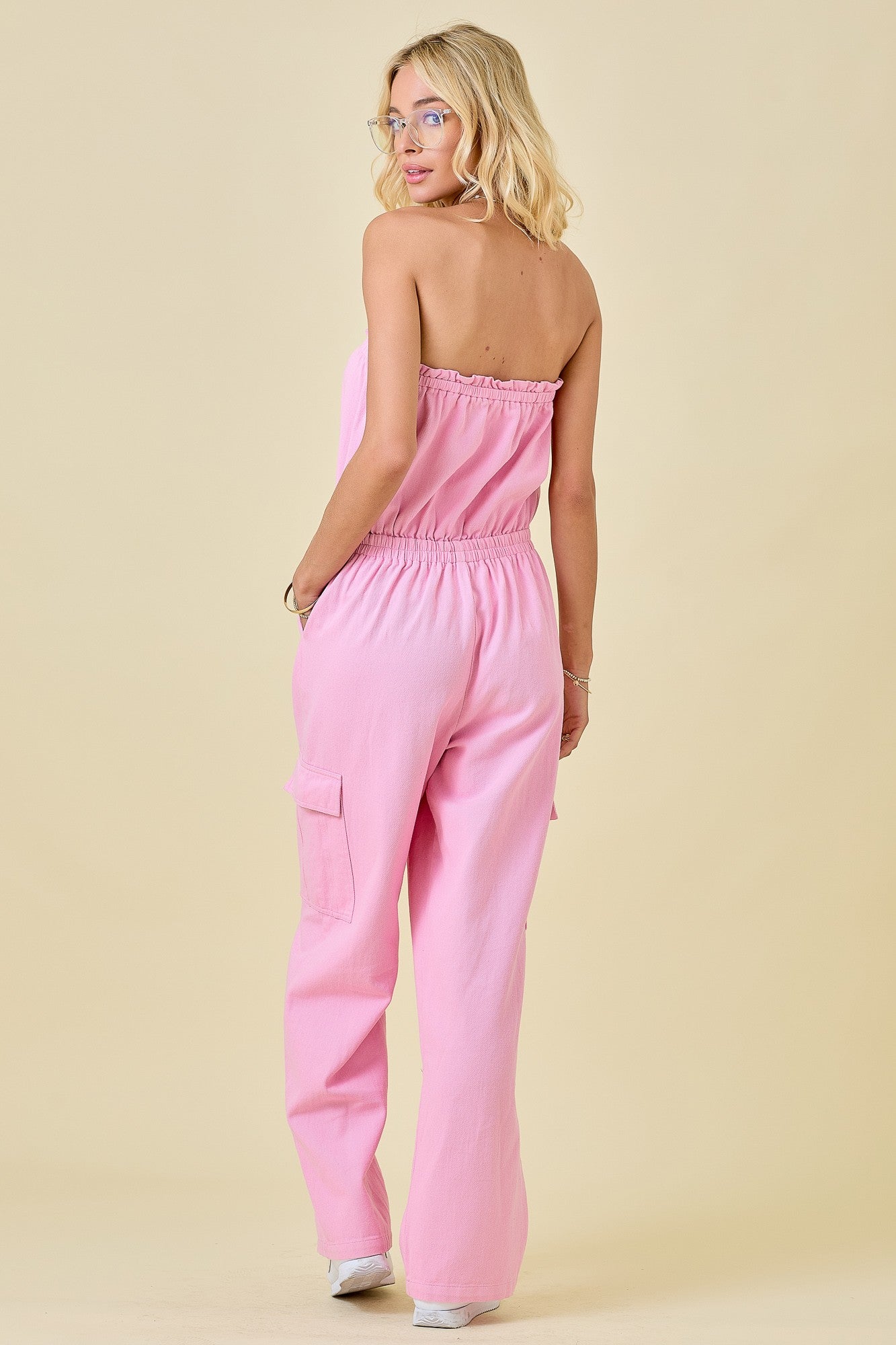Bella Pink Cargo Jumpsuit