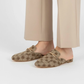 Tan Canvas Flat Slip-On Mules