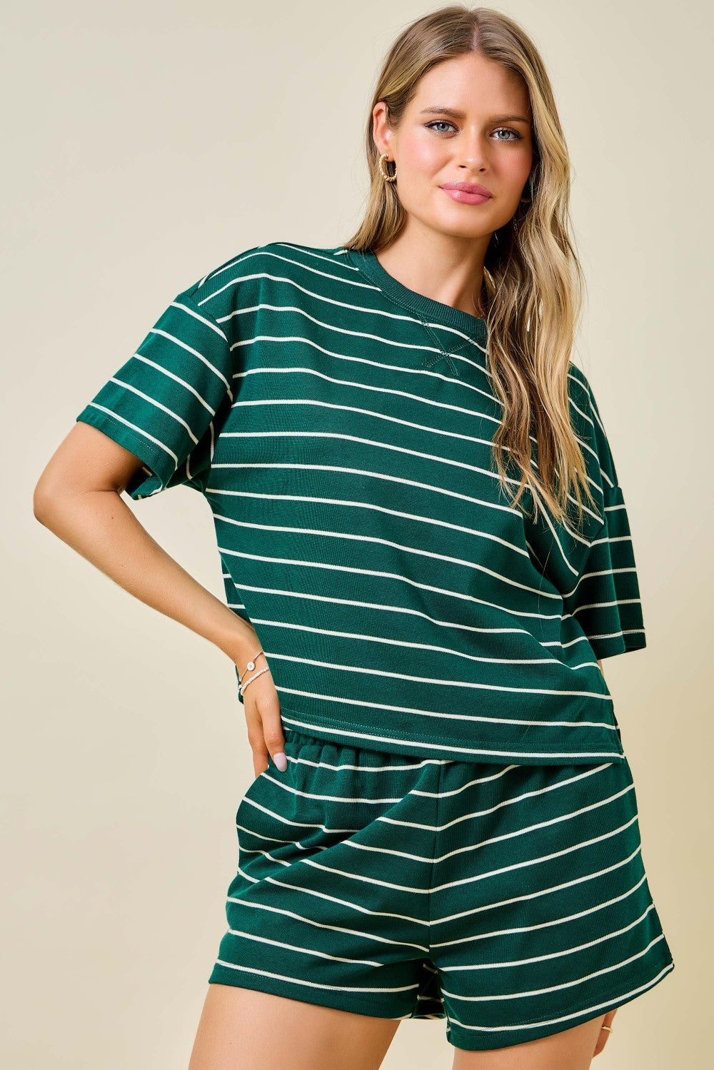 Dream Green Striped Set Top