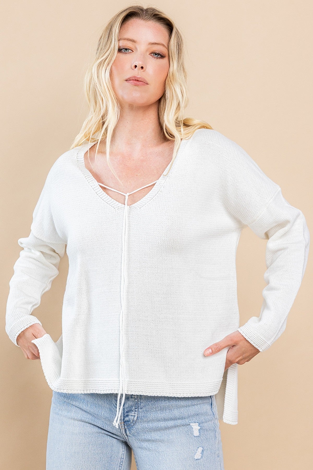 Paisley ivory knit top