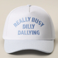 Really Busy Dailly Dallying Embroidered Seersucker Brim Hat Blue