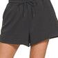 Scuba Elastic Waistband Shorts With Pocket Black