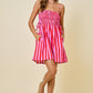 Damon Striped Smocked Mini Dress Pink