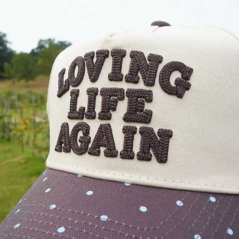 Loving Life Again - Brown & Blue Polka Dot Trucker Hat