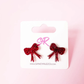 Red Glitter Acrylic Bow Stud