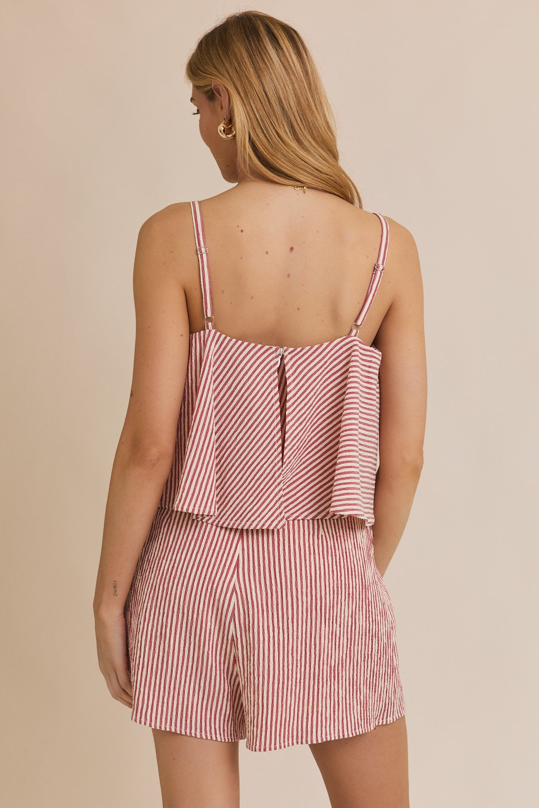 Ginny red striped romper