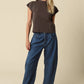 Valerie Cap Sleeve Crop Tee Brown