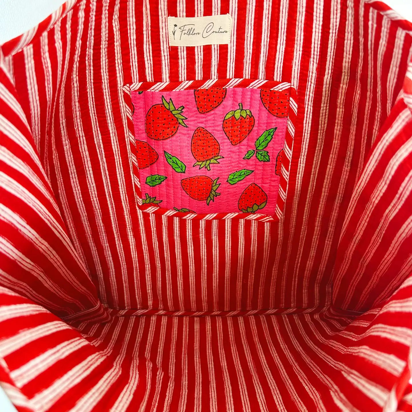 Pink Strawberry Bag Quilted Tote