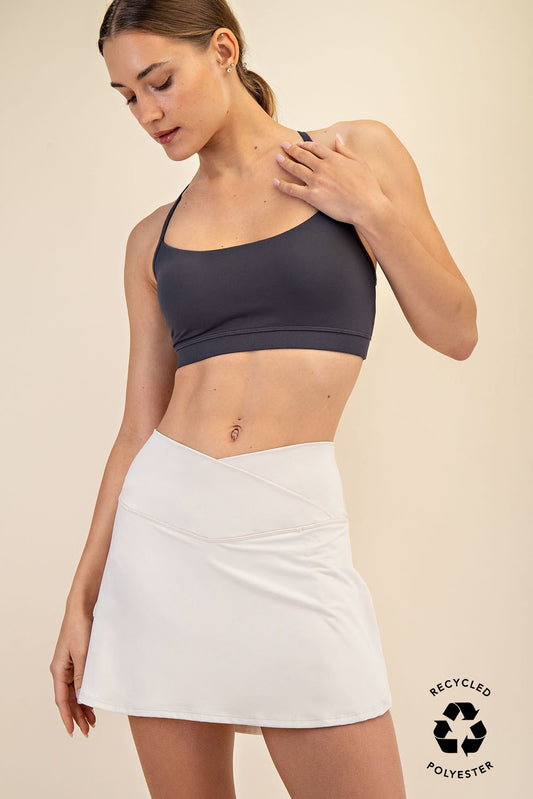 V shaped skort white pearl