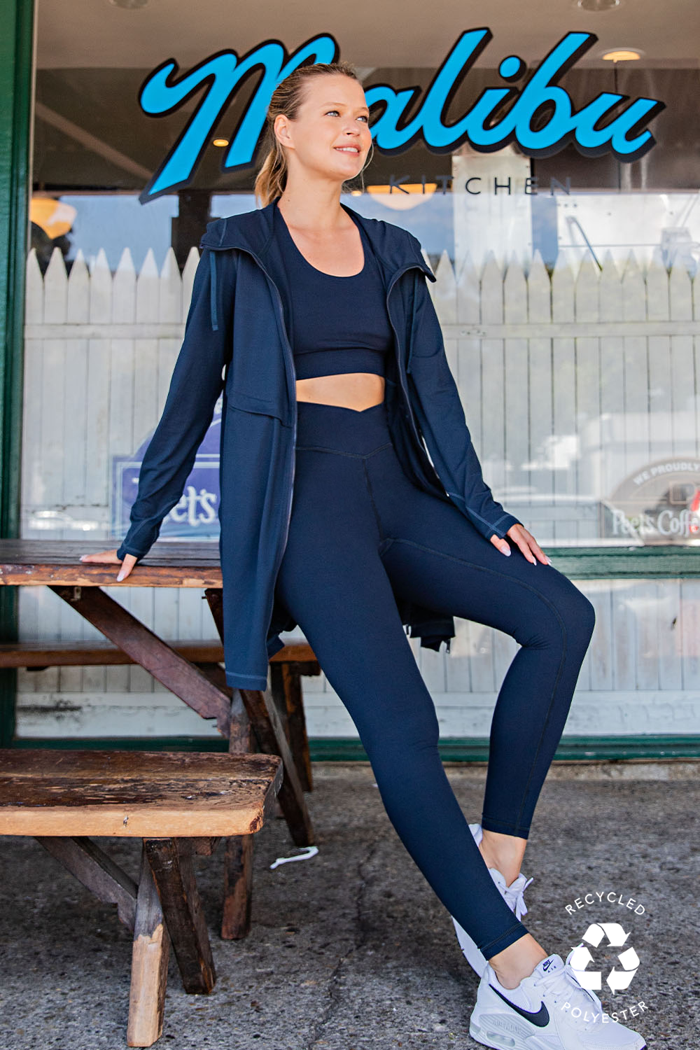 V Waist Navy Leggings