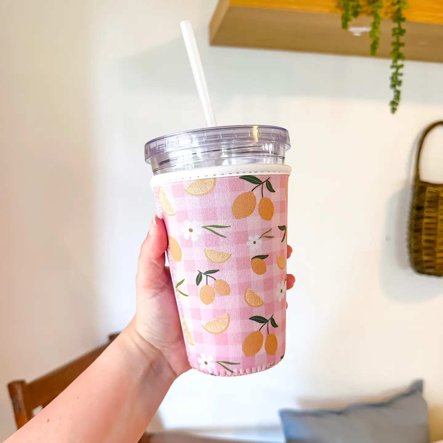 Lemon Gingham | Coffee Sleeve Small