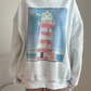 Pearl Grey Coastal Lighthouse Printed Sweatshirt