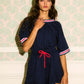 Becka Navy Ribbon Romper