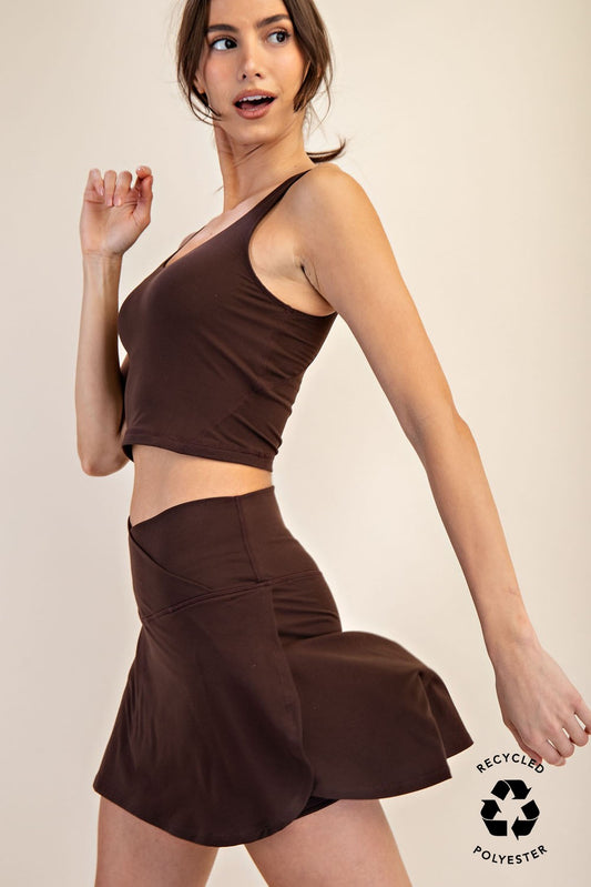 V shaped skort espresso