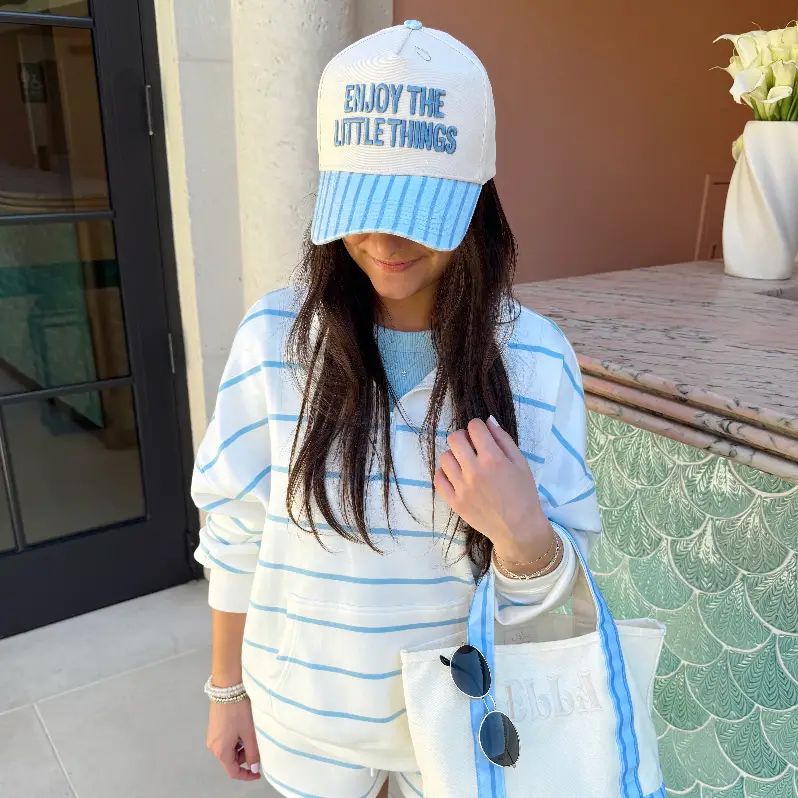 Enjoy the Little Things - Blue Stripe Vintage Trucker Hat