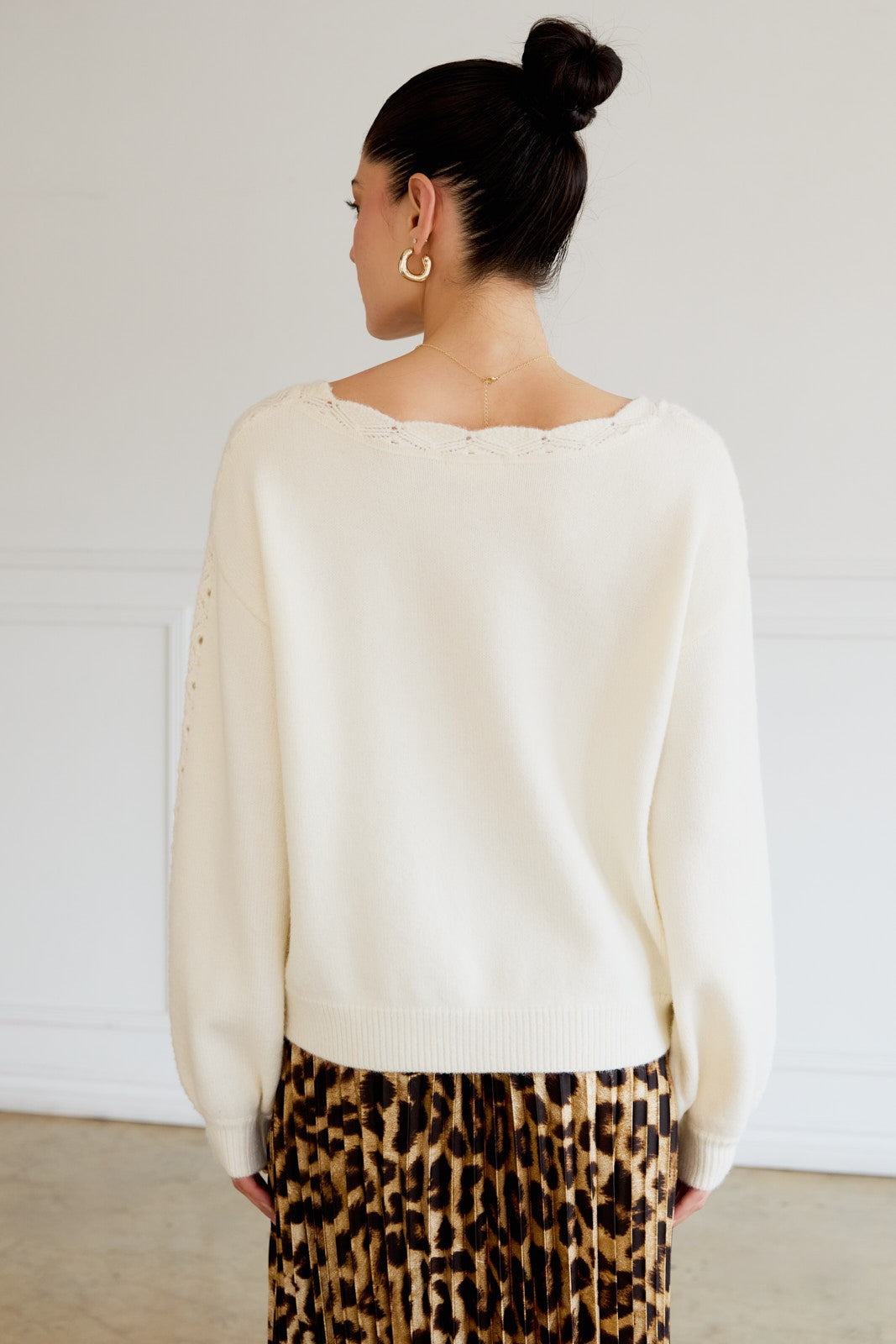 Sarah Cream Boat Neck Top