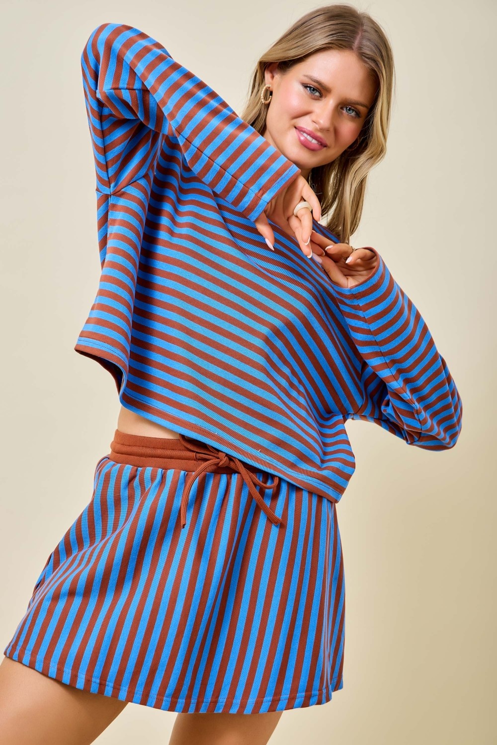 Daniela Blue and Brown Top