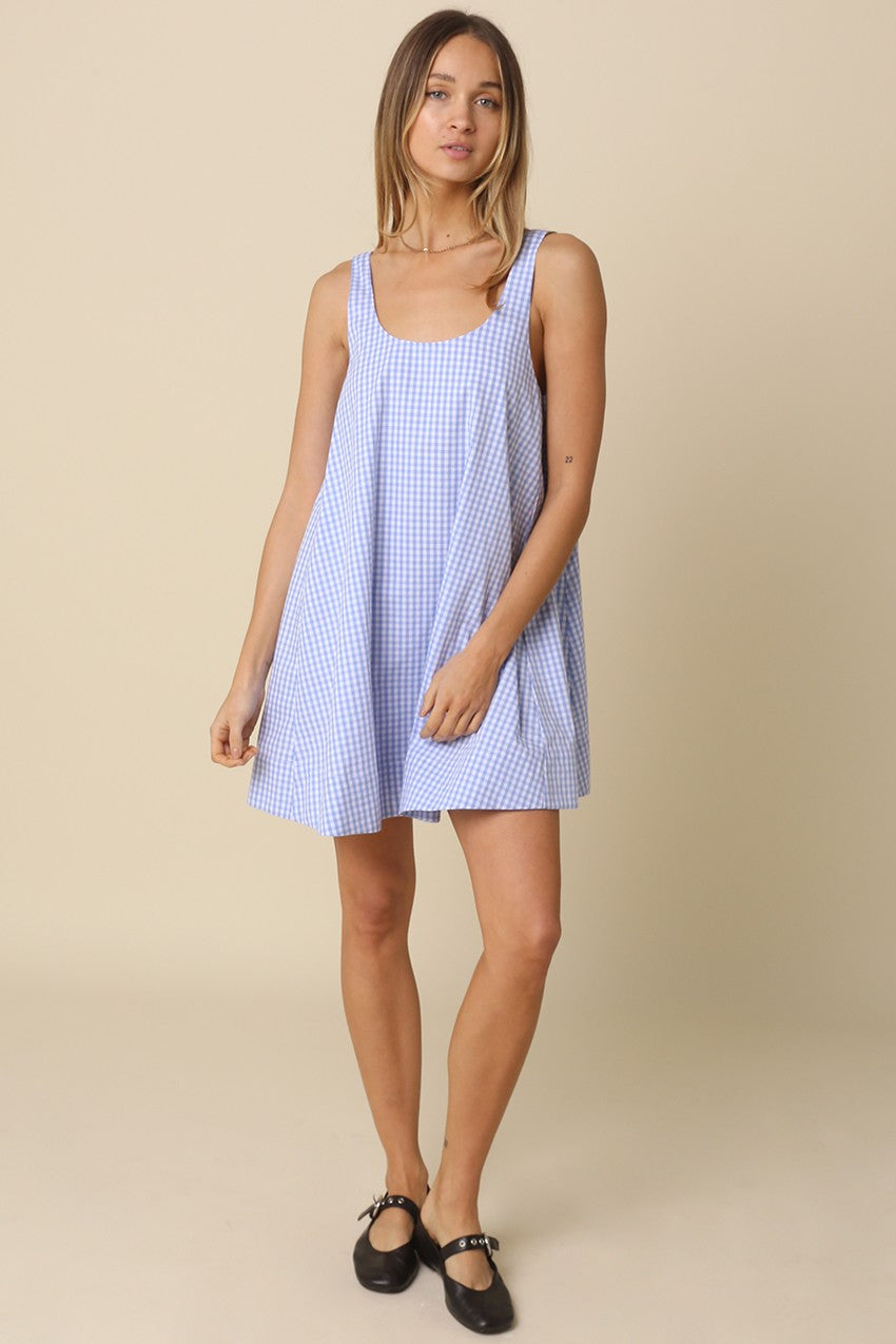 Andrea Gingham Swing Mini Dress Blue