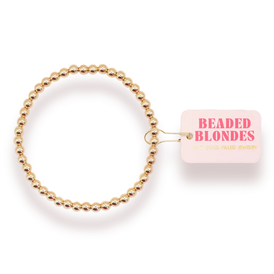 4mm Gold Beaded Bracelet Standard 6.75 inch