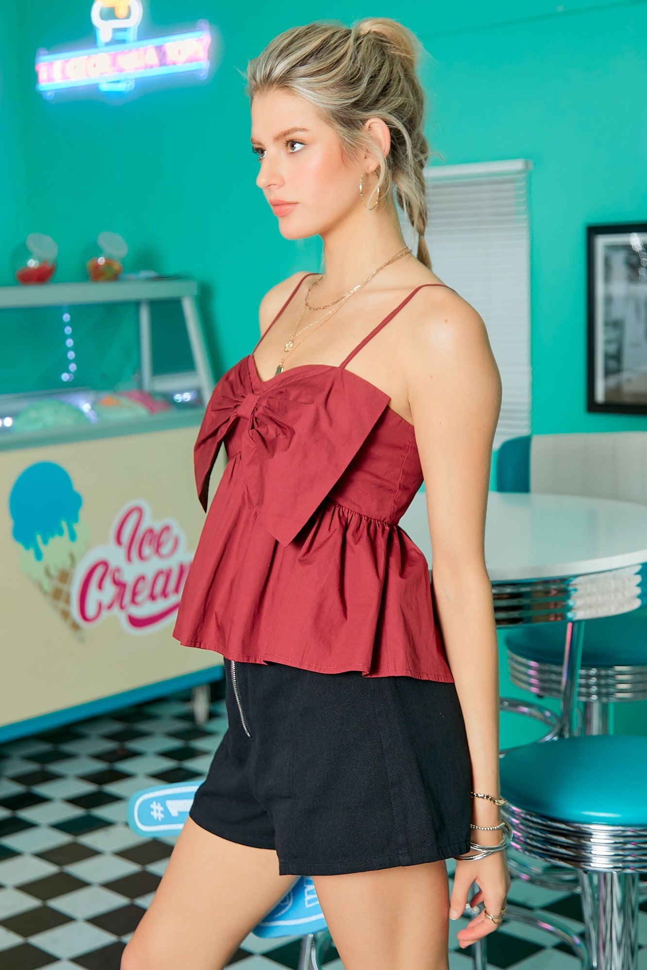 Darla Black Front Zip Shorts