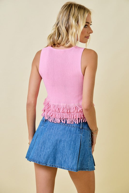 Deb Fringe Top Pink