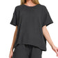 Corded Rib Short Sleeve Tee & Short Set Black
