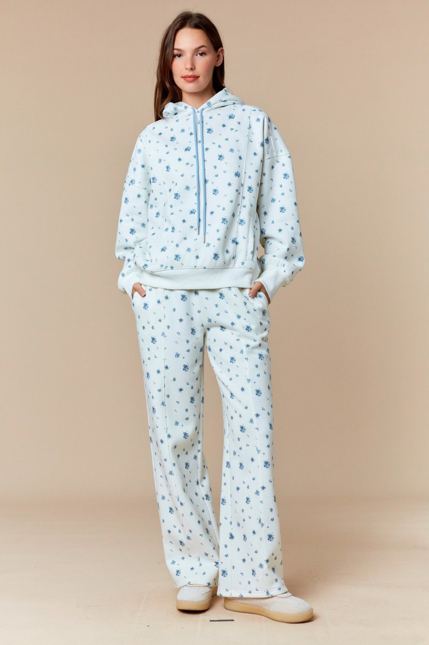 Polly Blue Floral Hoodie