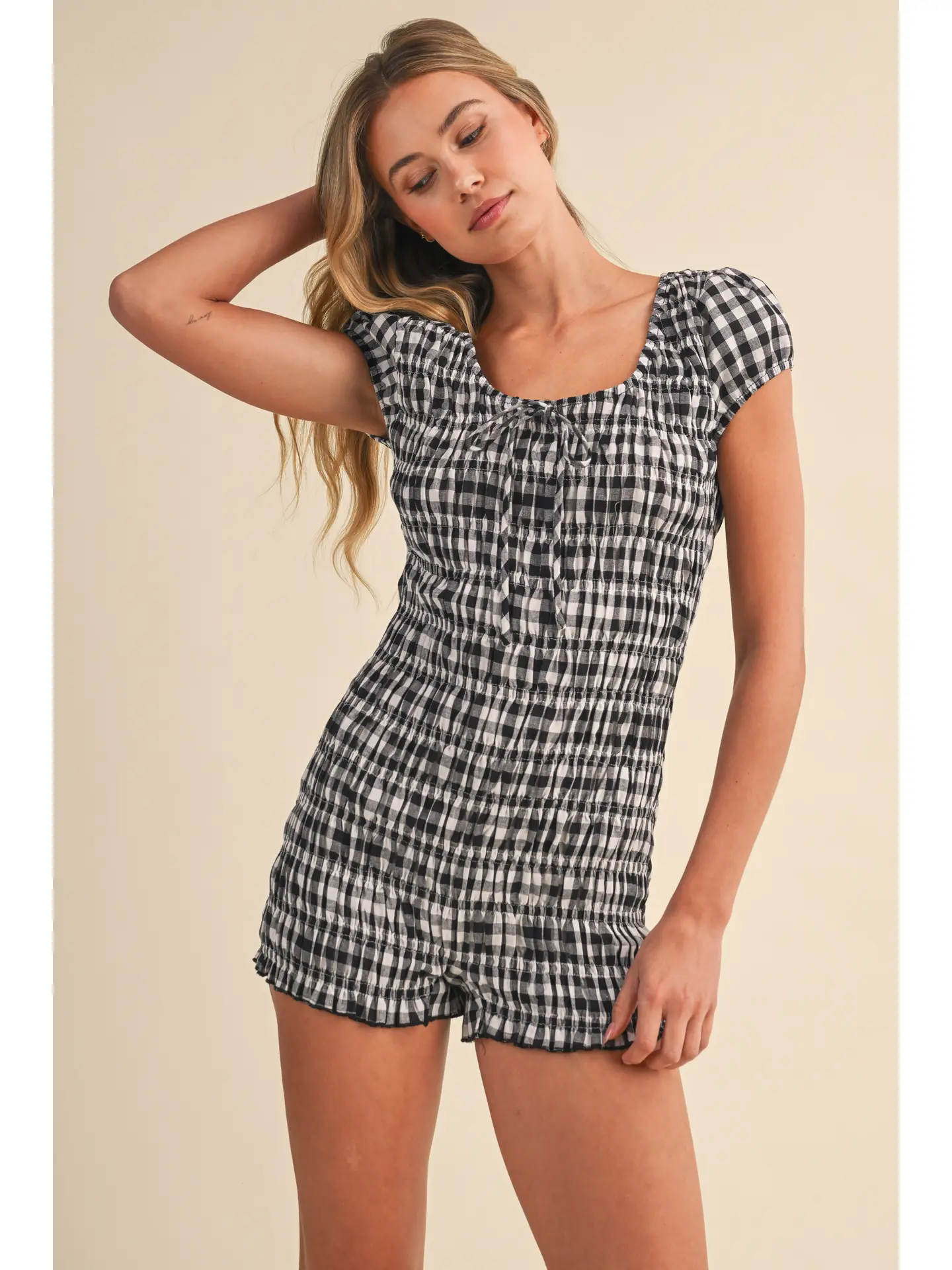 Kennedy Black Gingham Romper
