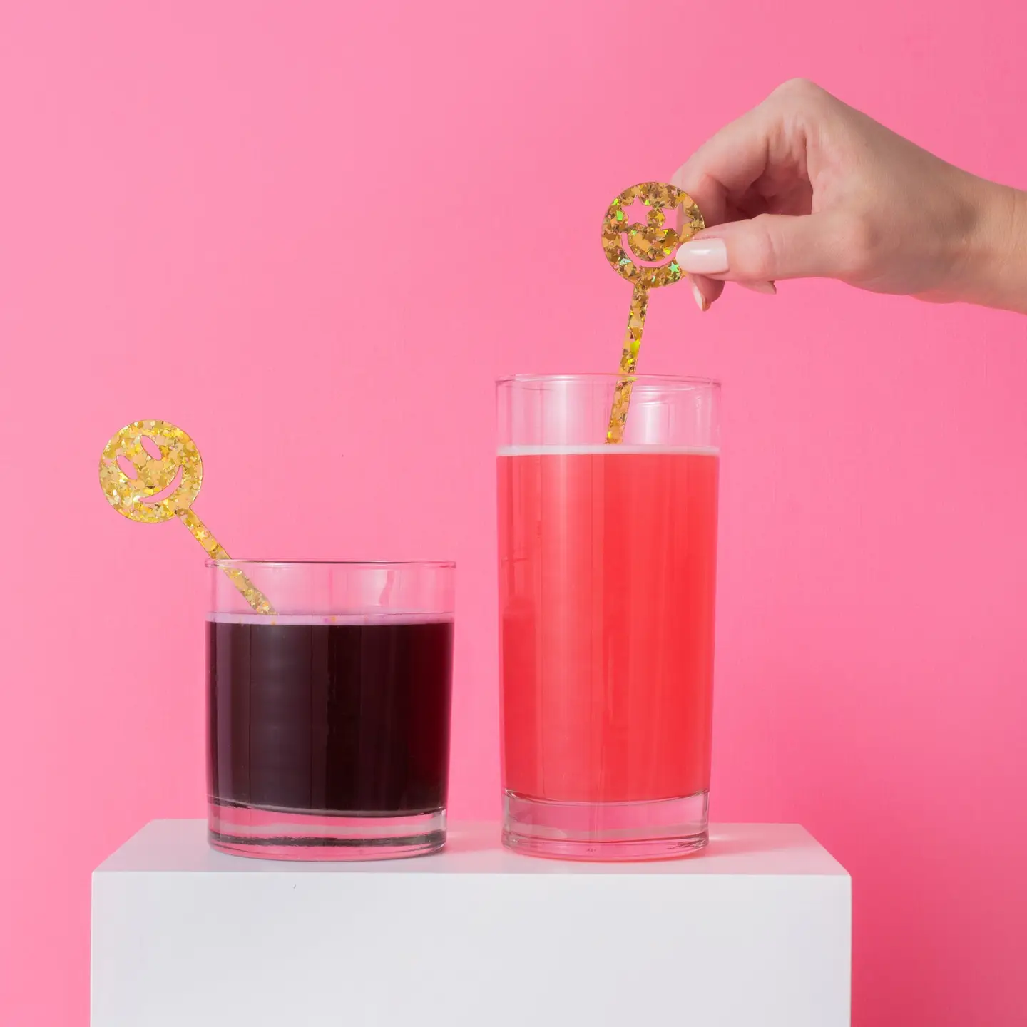 Stir Stick Set - Smiley - Gold Confetti - 4 Pc Set