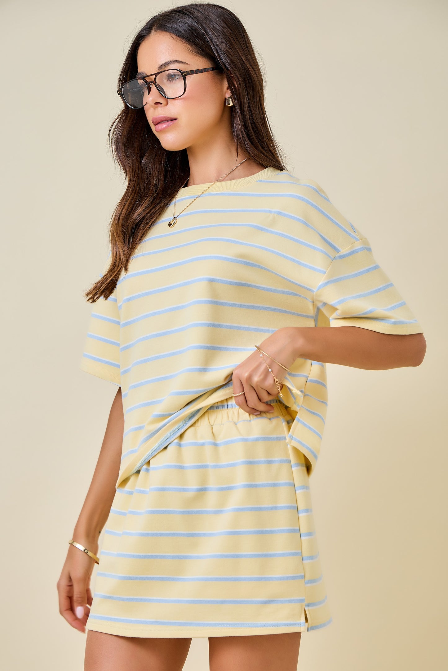 Dylan Striped Set Top Yellow