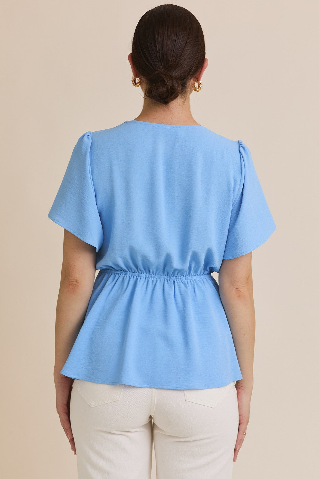 Grace Blue V Neck Top