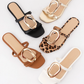 Golden Embellishment Double Strap Sandal Leopard