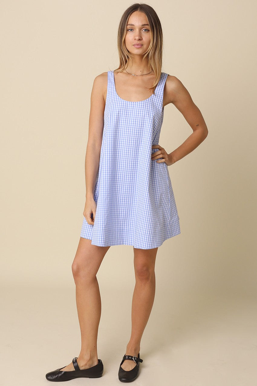 Andrea Gingham Swing Mini Dress Blue