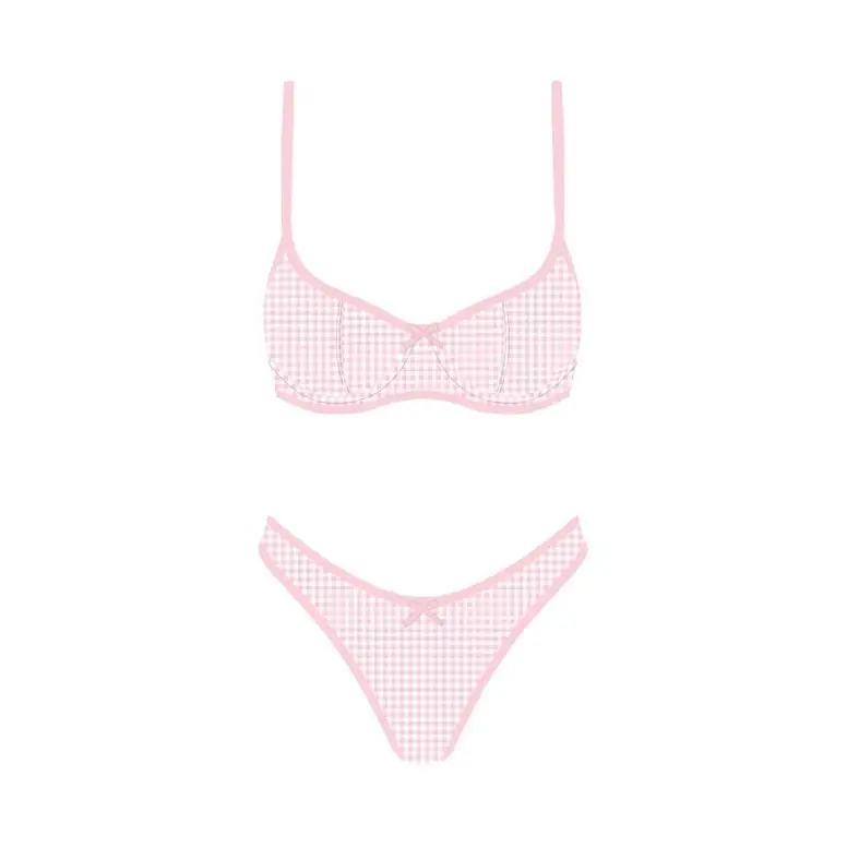 Seaside Picnic Pink Bikini Top