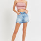 Risen High Rise Released Distress Hem Detail Shorts