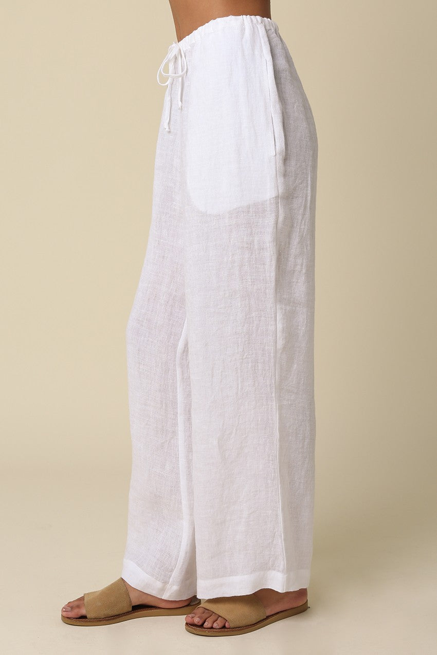 Millie Wide-leg Drawstring Linen Pants
