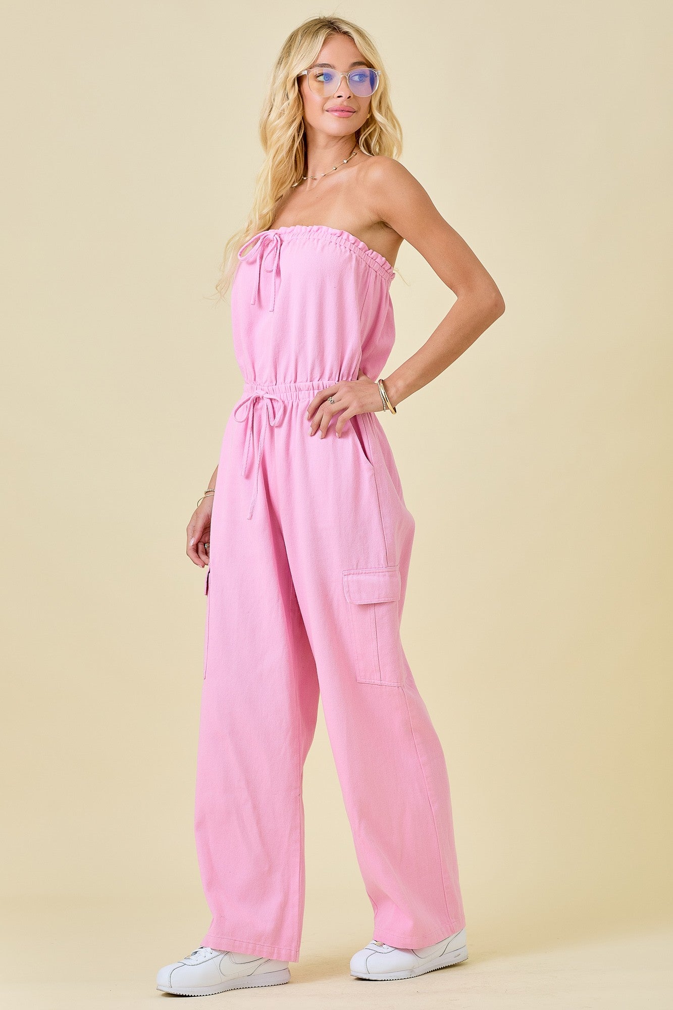 Bella Pink Cargo Jumpsuit