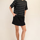 Modal Scuba Stripe Short Sleeve Top Black