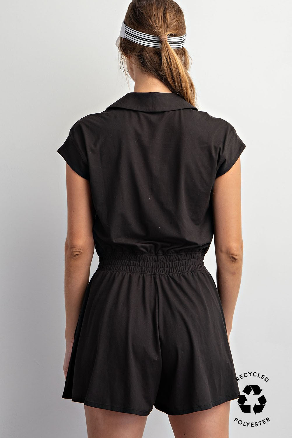 Black quarter zip romper