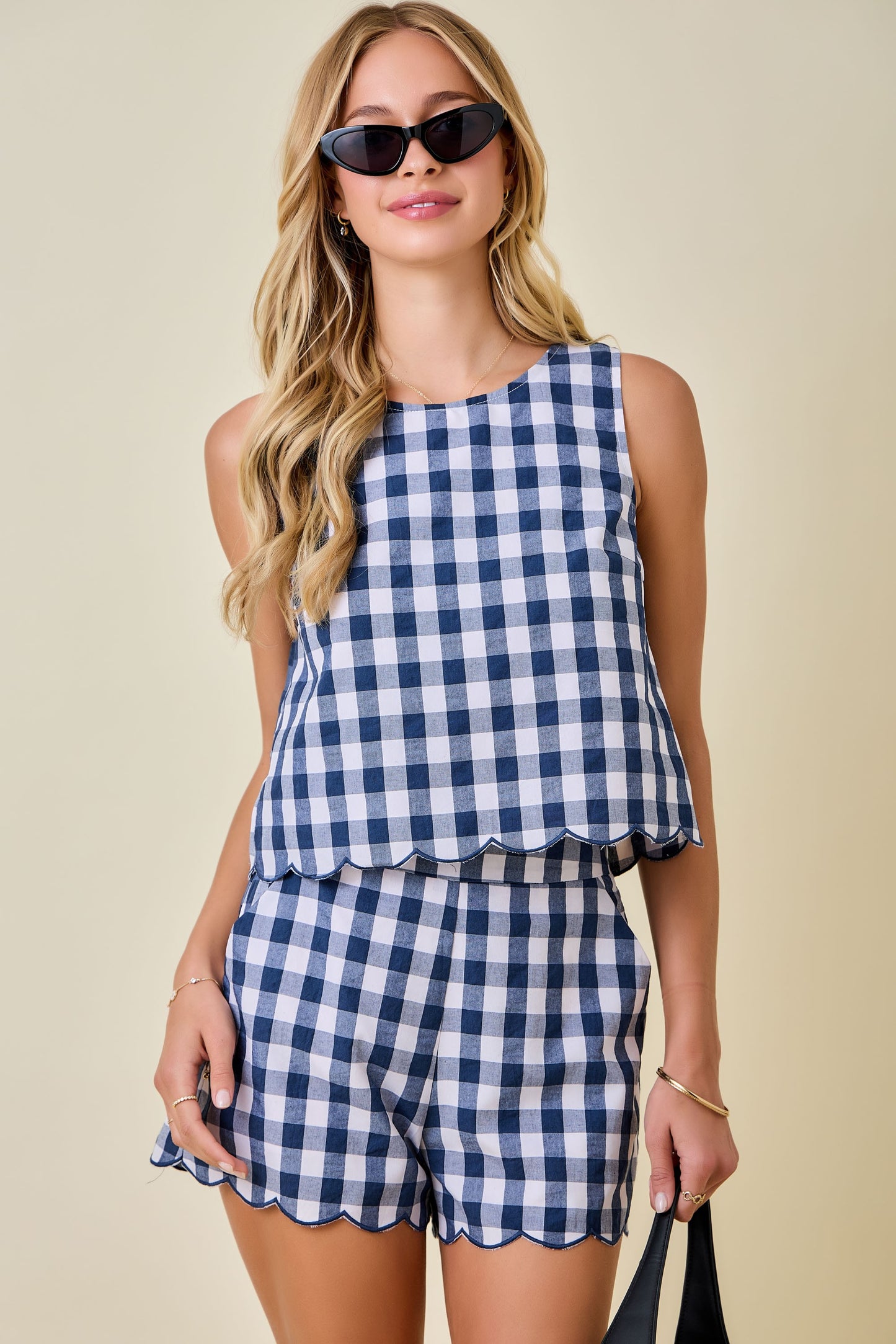 Deb Gingham Set Top Navy