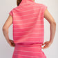 Modal Scuba Stripe V Neck Top Pink
