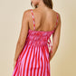 Damon Striped Smocked Mini Dress Pink