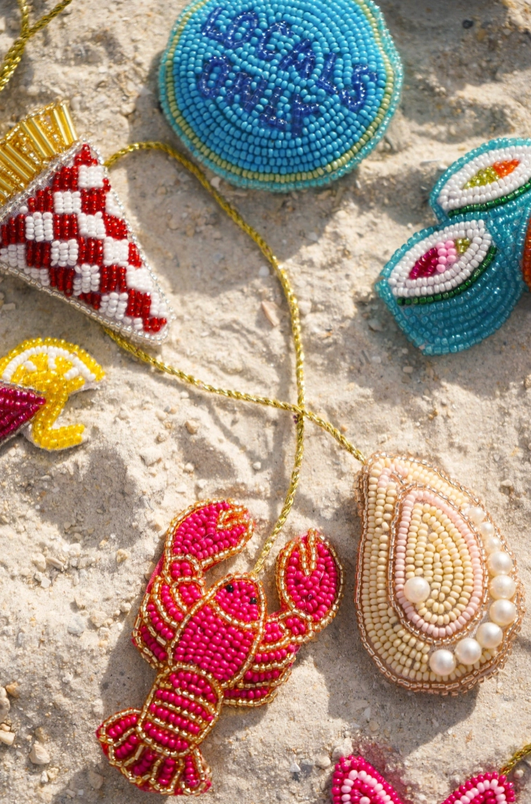 Beaded Bag Charms Lobster / Oyster