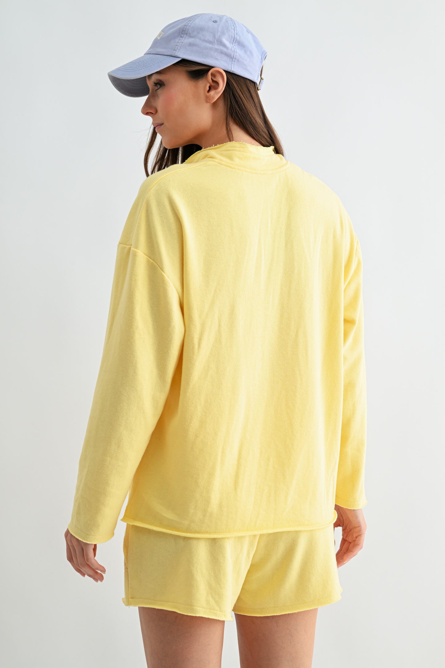 Offset Raw Edge Half-zip Set Top