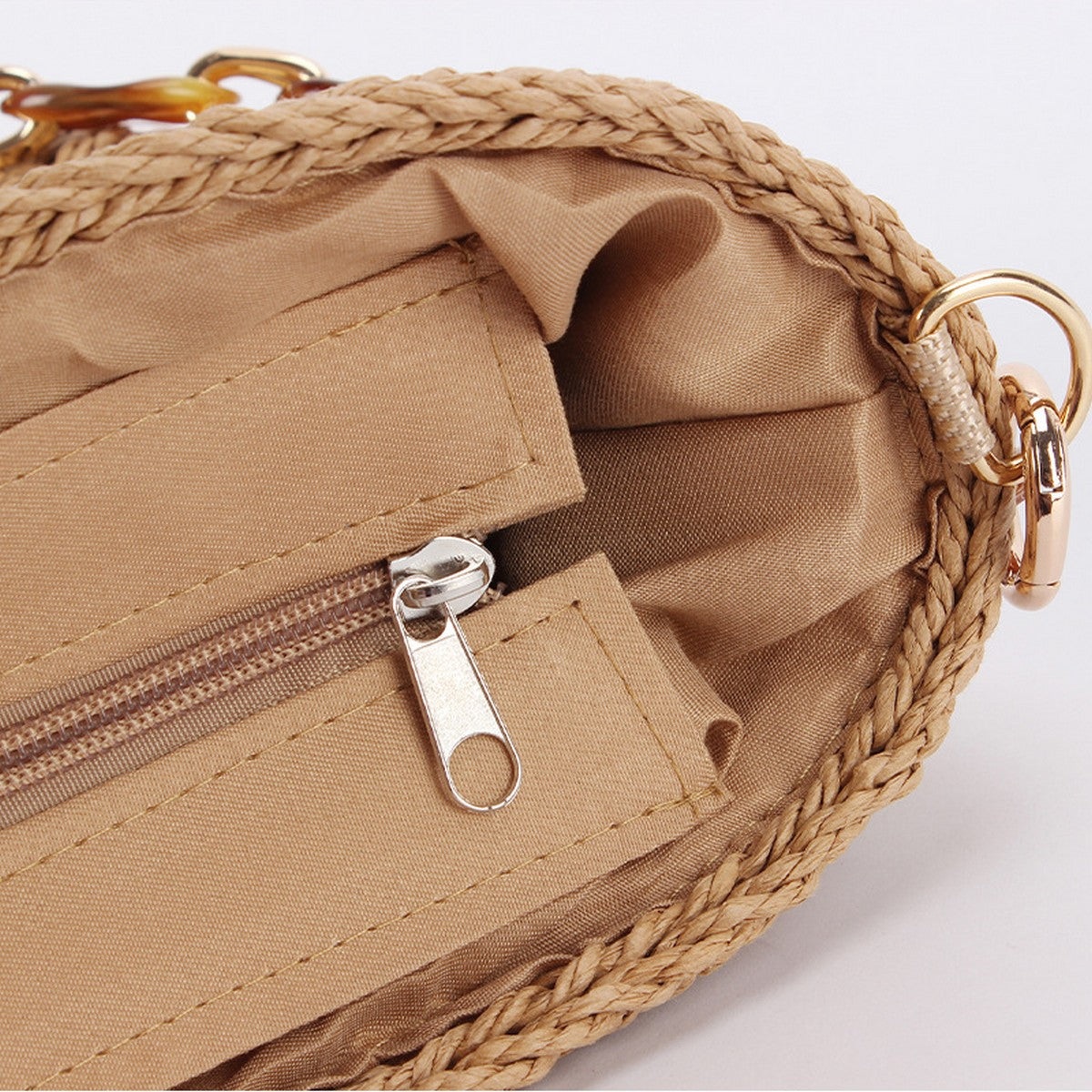 Chain Strap Straw Bag