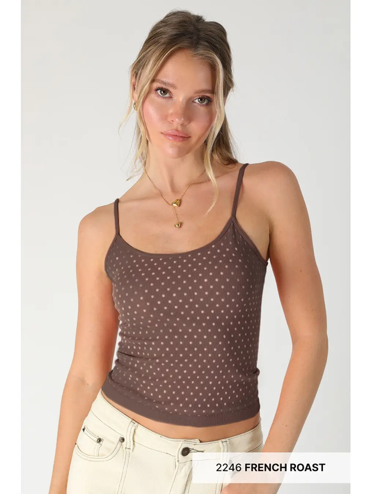 White Polka Dot Strap Cami