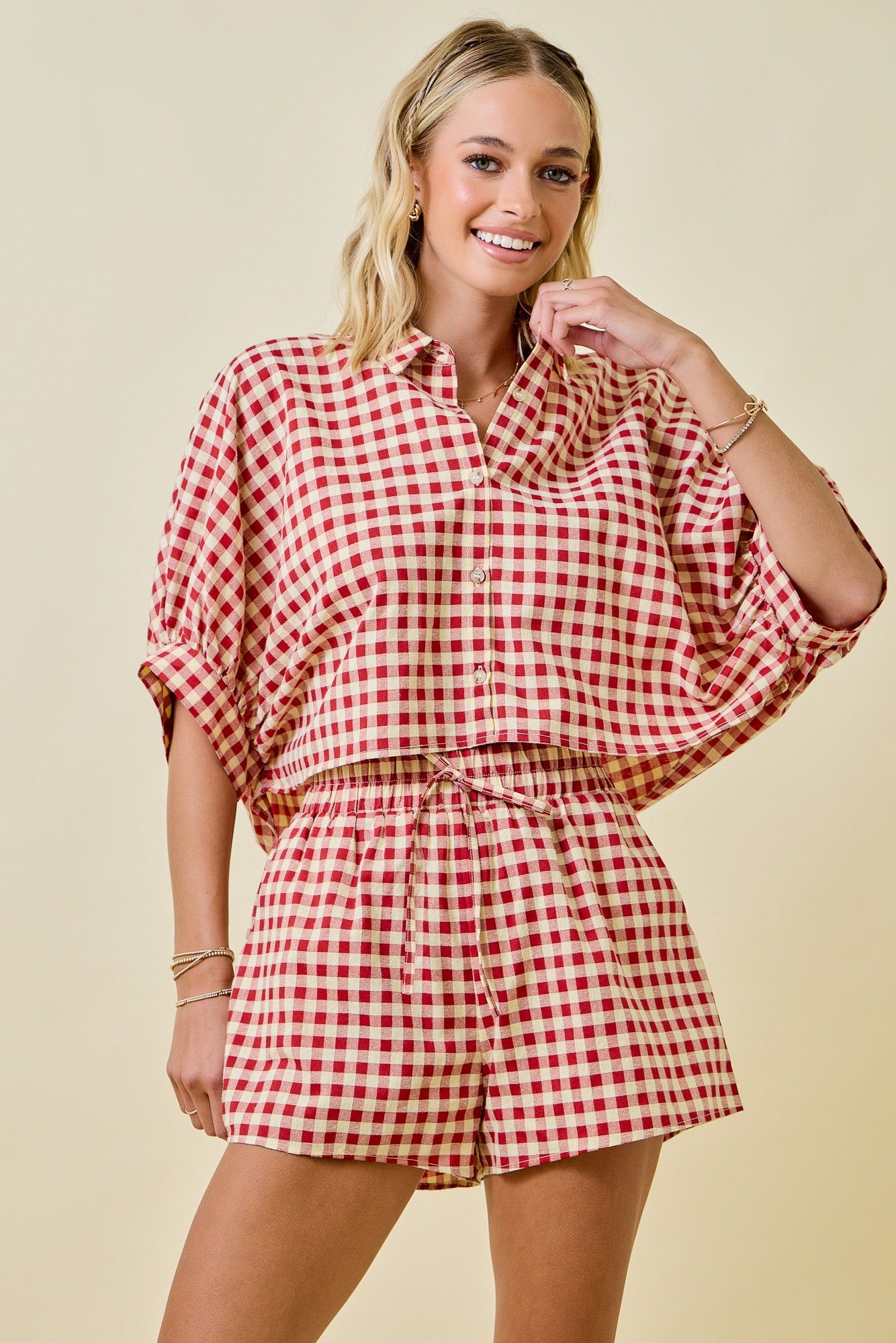 Danielle Red Gingham Set