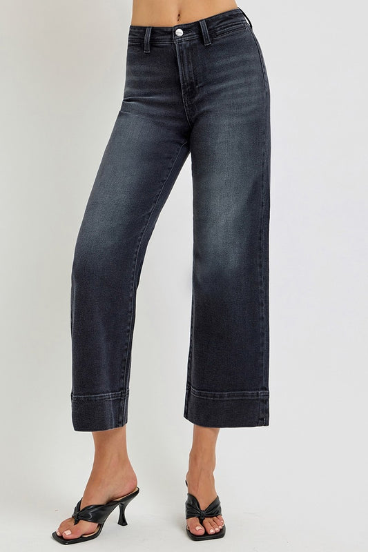 Risen high rise crop wide leg jeans