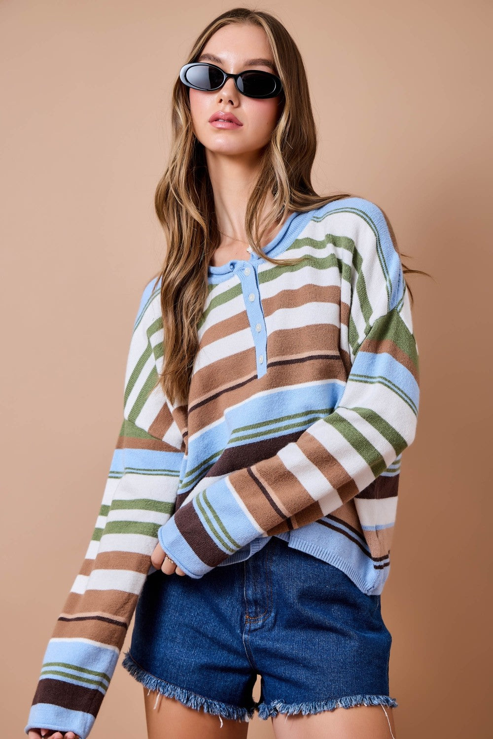 Deb Blue and Brown Striped Sweater