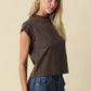 Valerie Cap Sleeve Crop Tee Brown